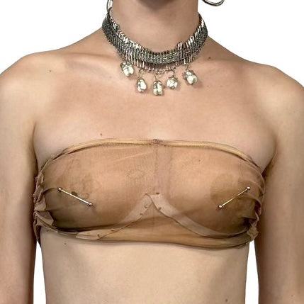 "THREADBARE" MESH BANDEAU TOP