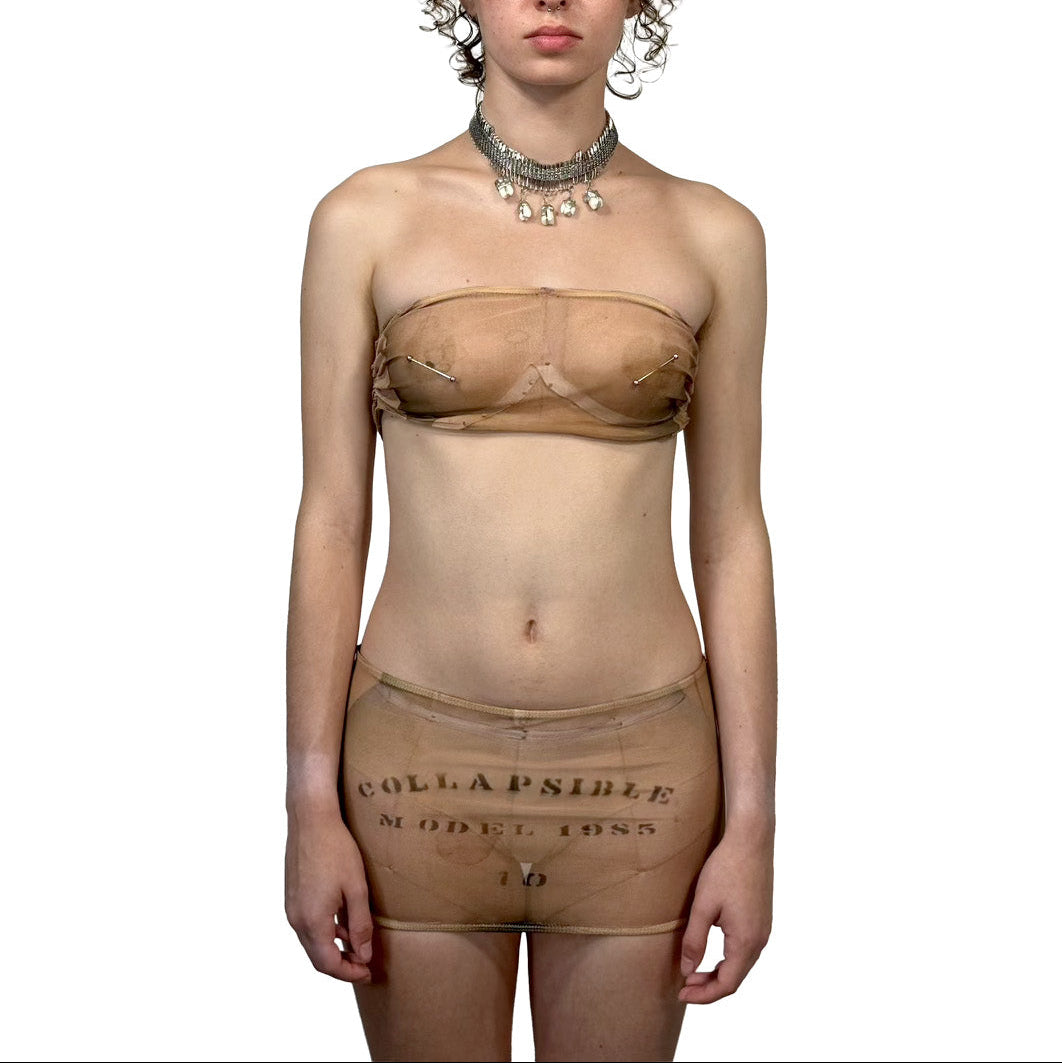 "THREADBARE" MESH MINI SKIRT