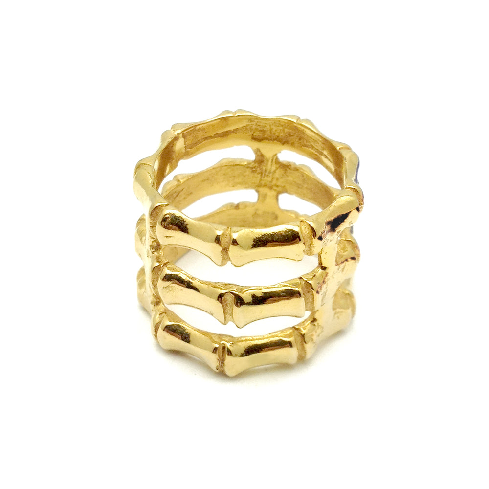 TRIPLE STACKED BAMBOO RING