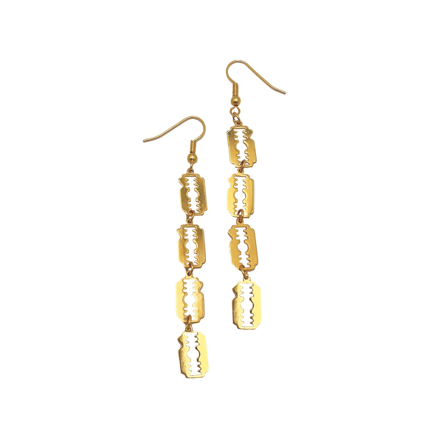 MICROBLADE LINKED DROP EARRINGS (PAIR)