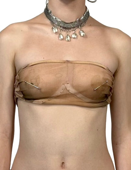 "THREADBARE" MESH BANDEAU TOP