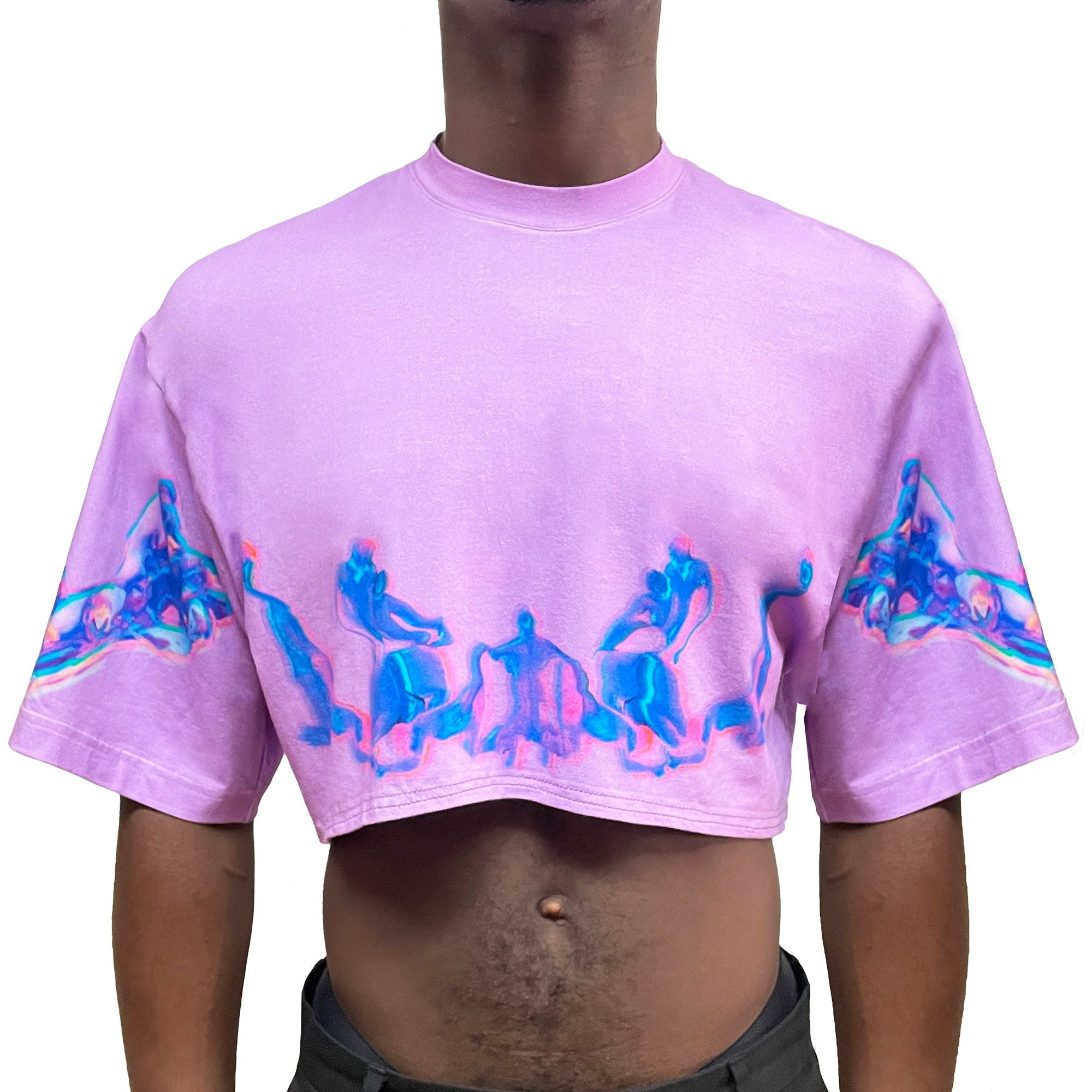 "Daisy Chain" Oversized Cropped T-Shirt (Lavender)